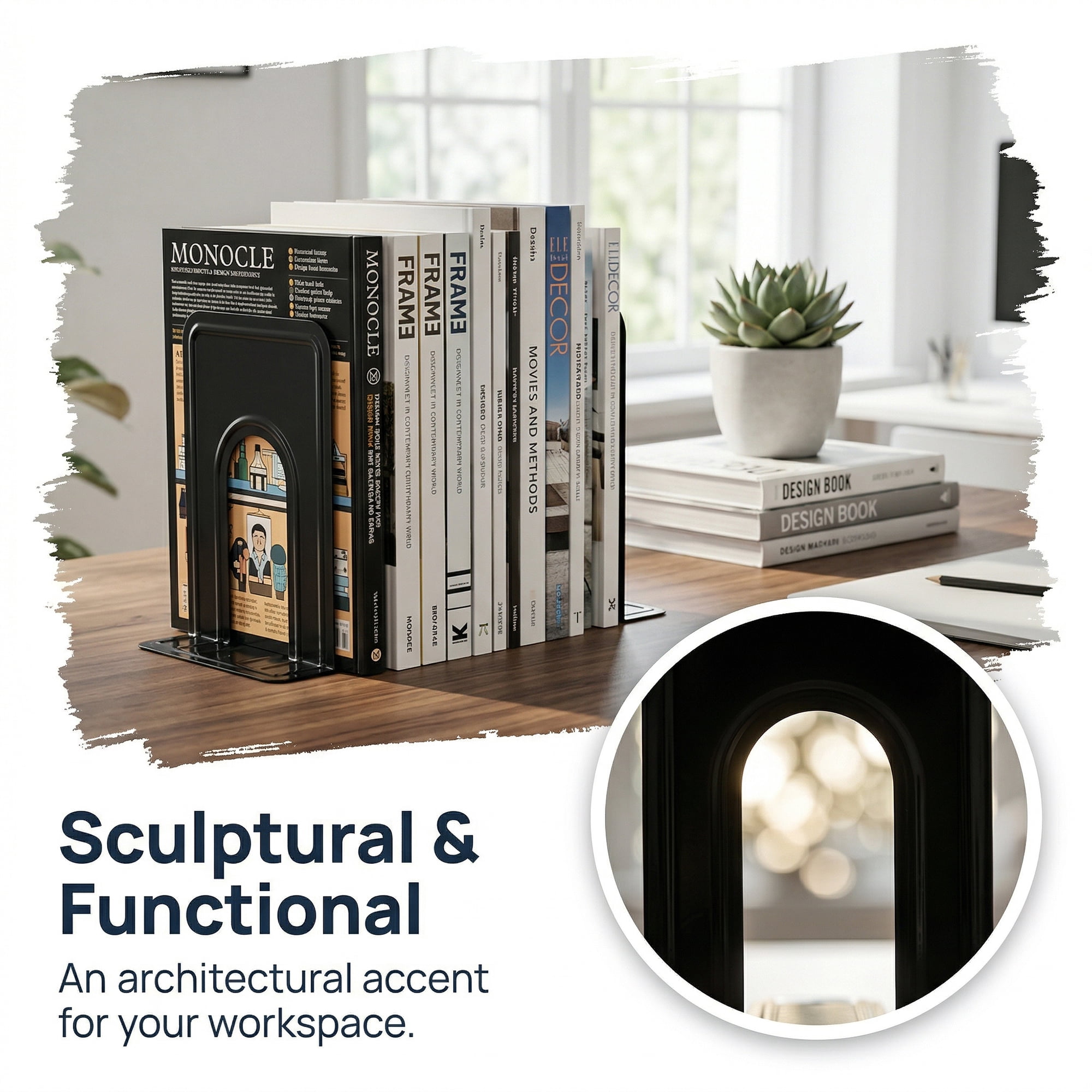 Unique Bargains Expandable Iron Bookends with Compartments Black 5"L x 5.9"W x 7.5"H