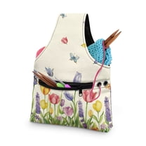 KUIFORTI Floral Knitting Yarn Bag, Yarn Bags for Crocheting on The Go Crochet Organizer Storage Bag, Yarn Tote for Crochet Accessories, Knitting Needles, Fit for Women Girls Small Size