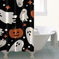 thumbnail image 4 of Black Halloween Ghosts and Pumpkins Shower Curtain 36"x72" ,Bathroom Decorative Shower Curtains Set with 12 Hooks,Modern Waterproof Washable Shower Curtain, 4 of 6