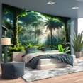 thumbnail image 3 of Gojian Nature Tapestry Forest Tree Sea Cave Wall Hanging, Stream Through Rainforest Landscape Wall Art Tapestry for Bedroom Living room, 3 of 6
