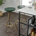 thumbnail image 2 of Spiroa 30" Modern Industrial Metal Backless Circular Bar Stool, Green Seat with Gold Frame, 2 of 9