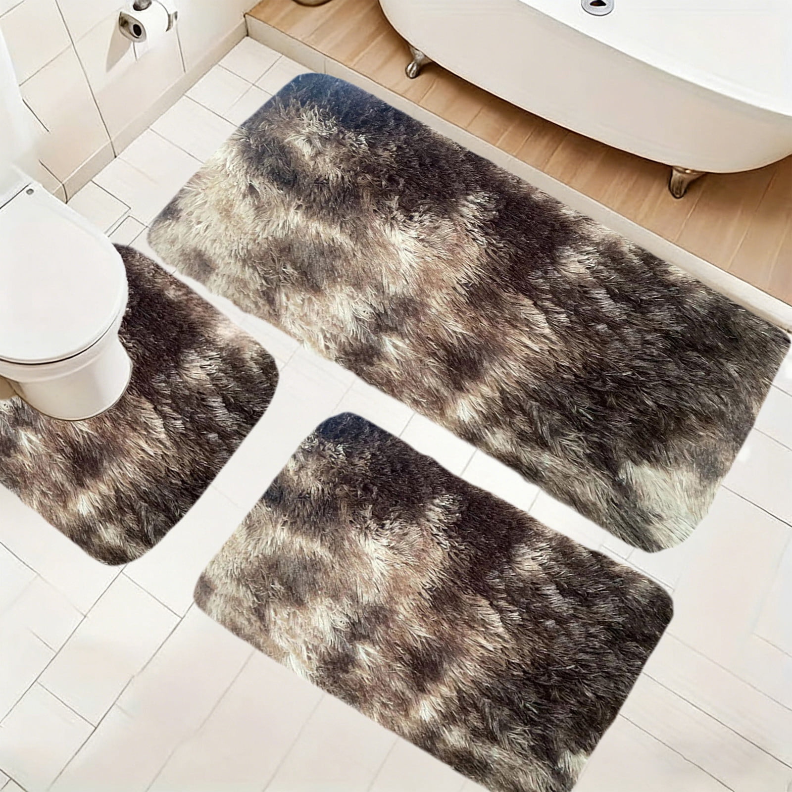 Mixed Color Bath Mats Set, 3-Piece Non-Slip Bathroom Rug Set, Soft Water Absorbent Velvet Fleece, Comfortable for Feet, Machine Washable, Easy to Dry, Perfect for Bathroom, Toilet