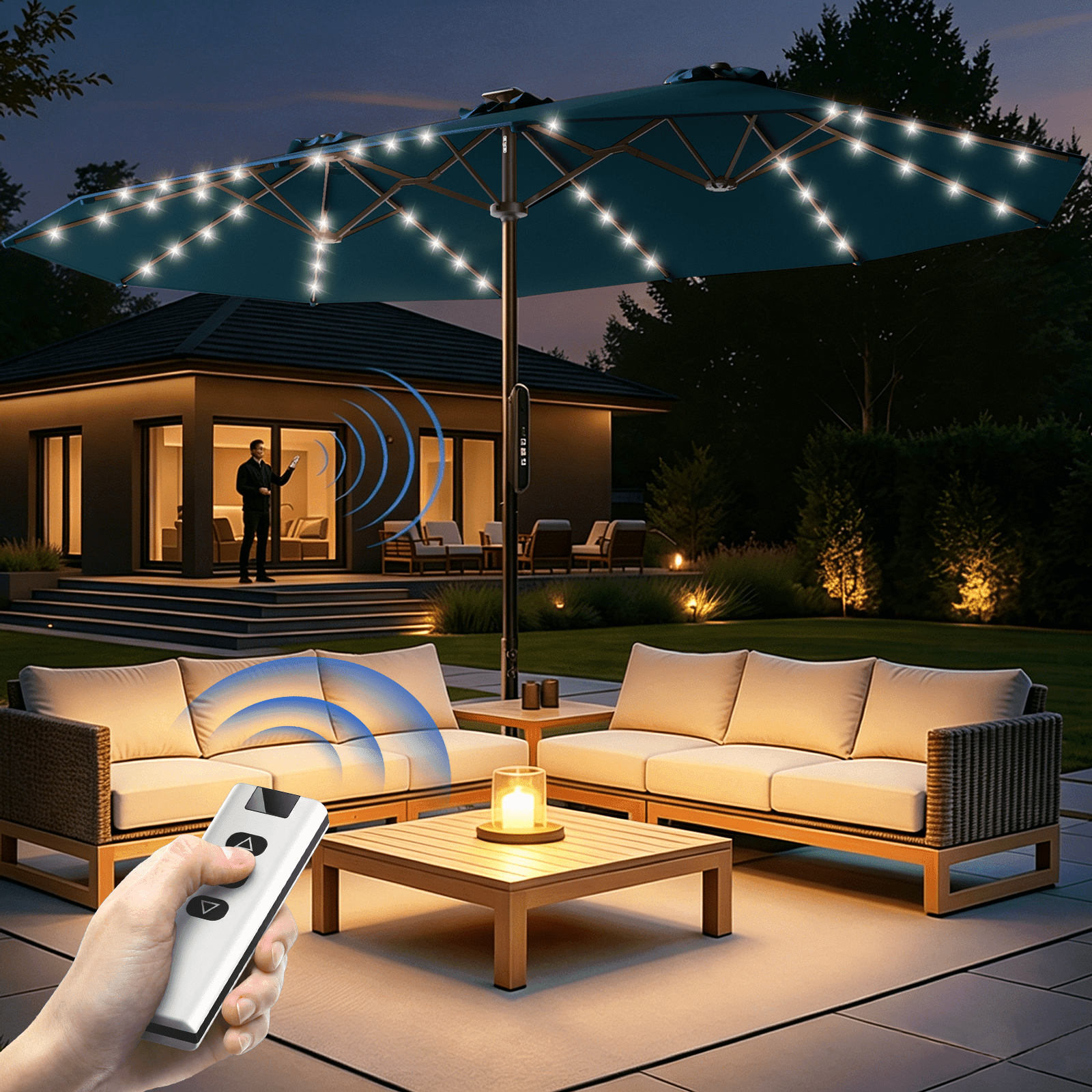 25 led patio and umbrella lights battery operated TheLAShop with Remote 9-10ft 8-Rib Suit for any occasion to create party atmosphere for gardens Umbrella Light – 24+4 LED