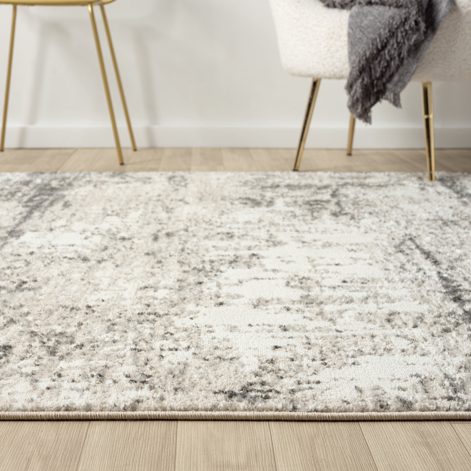 Ox Bay Bethany 5' x 7' Cream/Gray Abstract Durable Indoor Area Rug