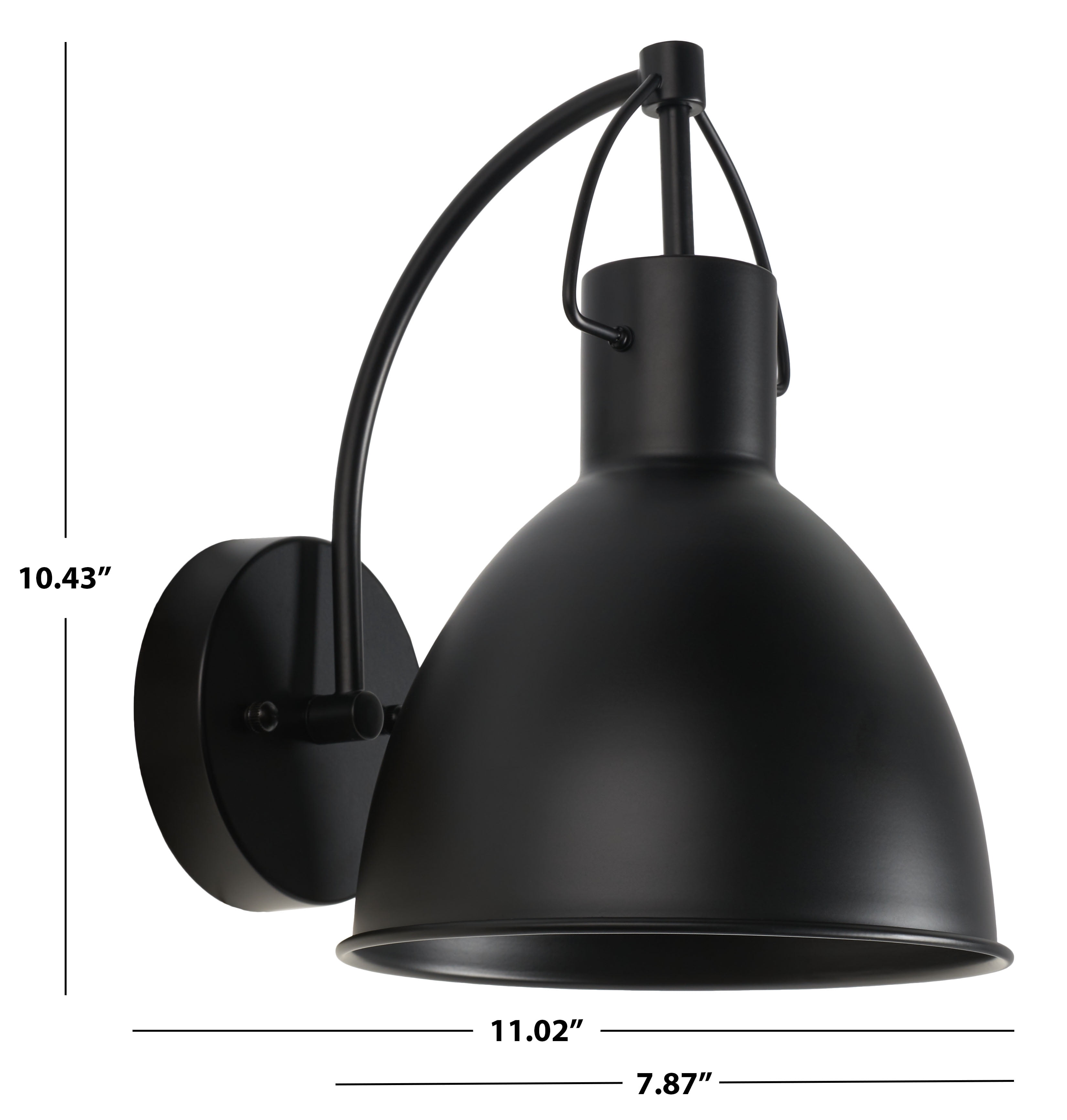 SAFAVIEH Priestly 2-Light A19 Black Steel Wall Sconce with Black Shade, Set of 2