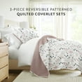 thumbnail image 3 of Noble Linens 3-Piece Mauve Poppy Bloom Reversible Quilt Set, King, 3 of 8