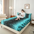 thumbnail image 4 of Homewish Cheetah Print Boy Girl 4pcs Bed Sheets,Black Teal King Sheets,Bling Glitter Super Cozy Sheet Set,Microfiber Bedroom Decor, 4 of 7