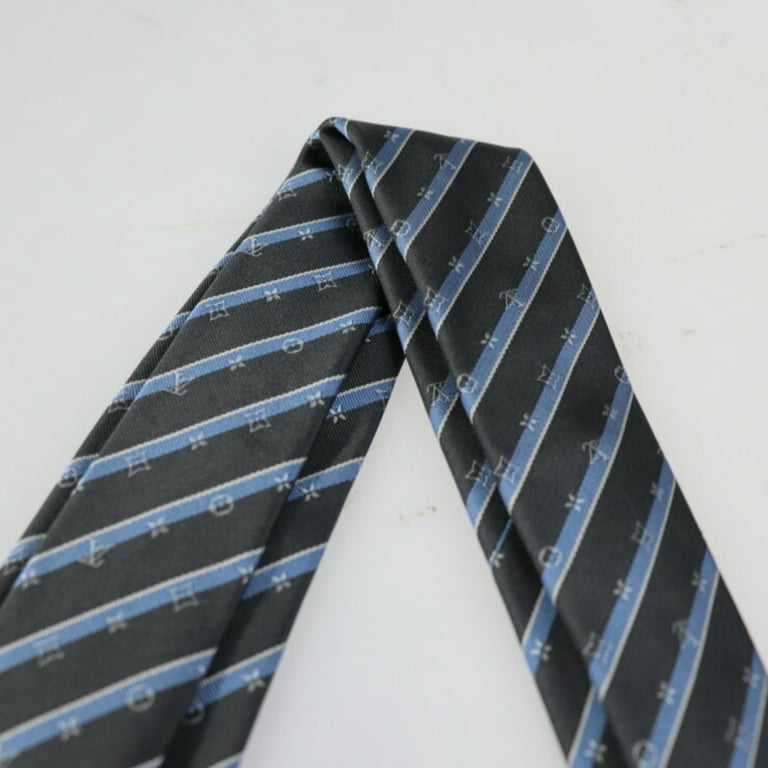 Vintage Louis Vuitton Paris Stripe Monogram Neck Tie 100% Silk Made In Paris