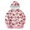 thumbnail image 3 of Likimi Toddler Kids Girls Jacket Long Sleeve Print Hooded Tops With Zippers Casual Comfortable Loose Fall Winter Outerwear Size 13-14 Years Red, 3 of 5