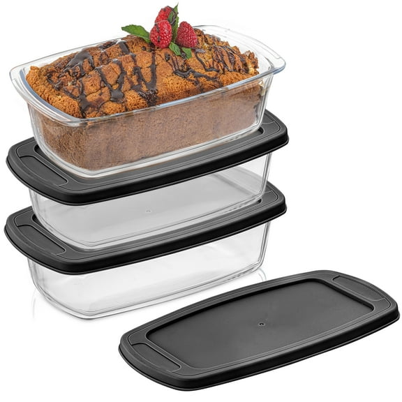 JoyJolt Glass Food Storage Containers with Airtight Lids - Set of 5 - Black