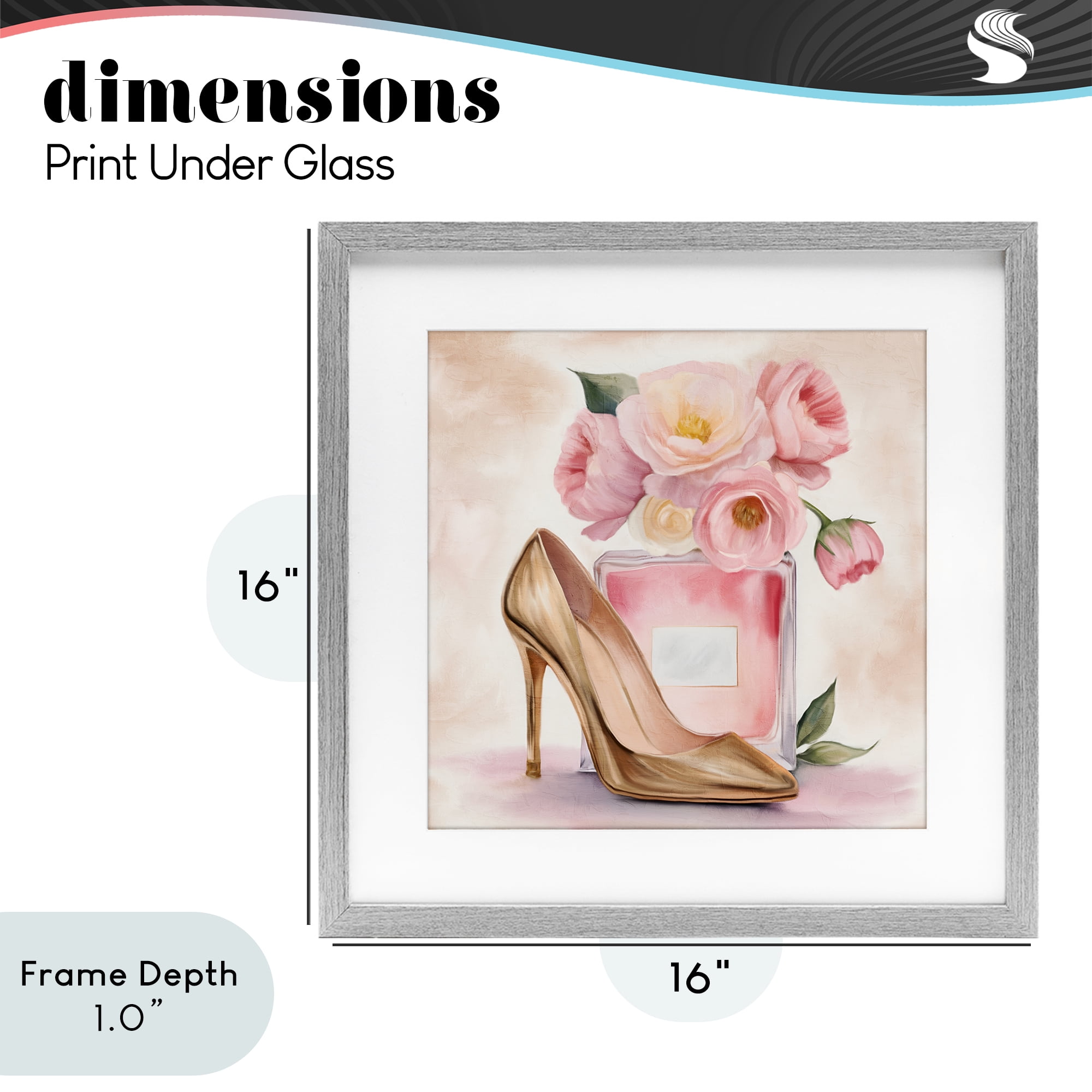 Stupell Industries Pink Beauty Heel & Flowers Gray Framed Print Under Glass, design by Kim Allen