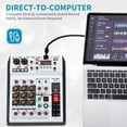 thumbnail image 6 of 6 Channel Audio Mixer Professional Sound Board Console w/99 DSP Effects 48V Phantom Power Bluetooth USB Interface Stereo DJ Mixer Board for Karaoke Live Performance DJ Stage, 6 of 9