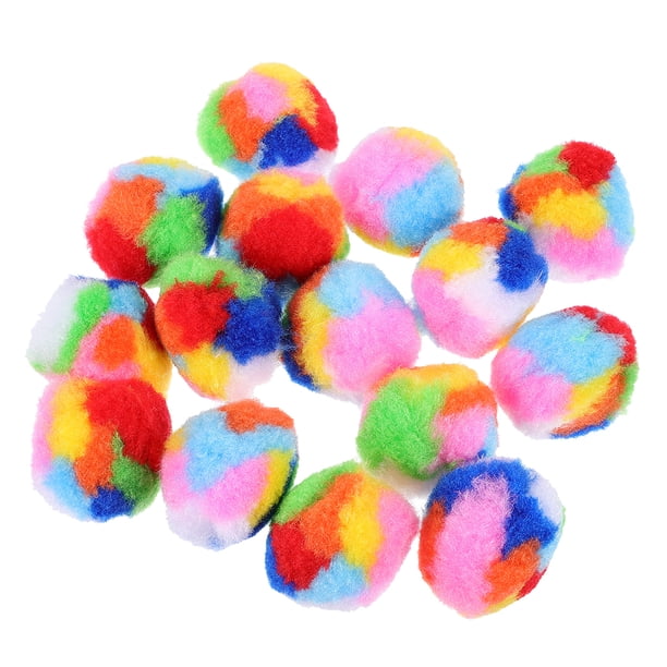 40 bolas de juguete para gatos, lindas bolas de juguete de colores arcoíris para gatos, divertidas bolas peludas para gatitos.