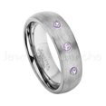 thumbnail image 1 of 6mm Brushed Dome Tungsten Ring - 0.21ctw Amethyst 3-stone Band - Personalized Tungsten Wedding Ring - Custom Made February Birthstone Ring TN060BS, 1 of 1