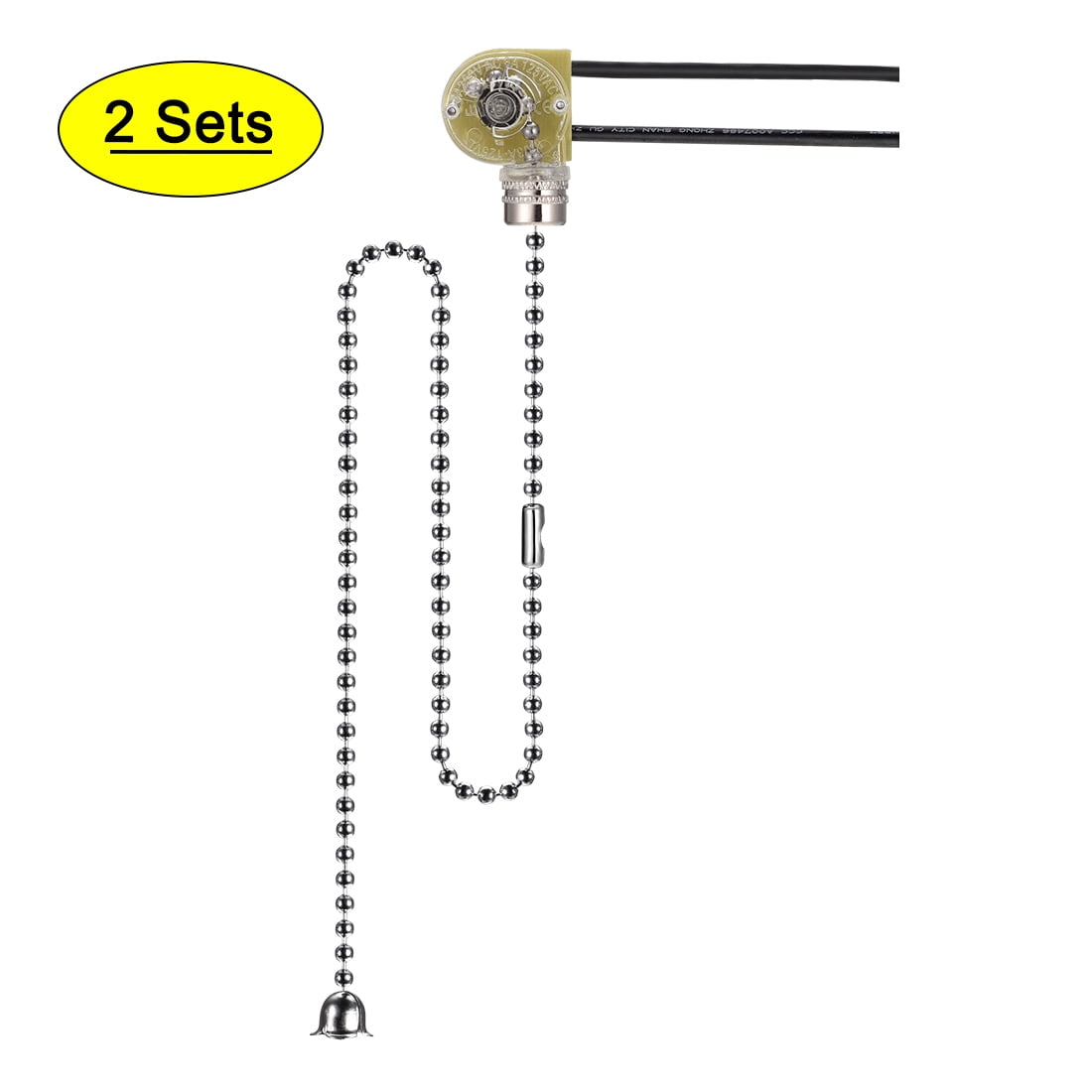 Uxcell 12inch Fan Light Switch with Chrome Pull Chain Chrome White 2