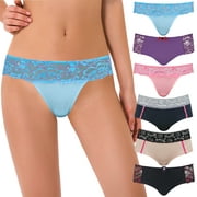 Curve Muse Women's Sexy Lace Bikini Hipster Briefs Panties Underwear-6PCS-PACKA-S/5