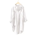 thumbnail image 4 of Womens Button Down Shirt, Comdrip Womens Casual Long Sleeve Drop Shoulder Blouses Solid Color Dress Shirts with Pockets Button Up Shirt Women White M, 4 of 4