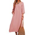 thumbnail image 1 of Celmia Manches 3/4 Casual Partie Longue Maxi Tunique en Vrac Longue Robe Maxi, 1 of 6