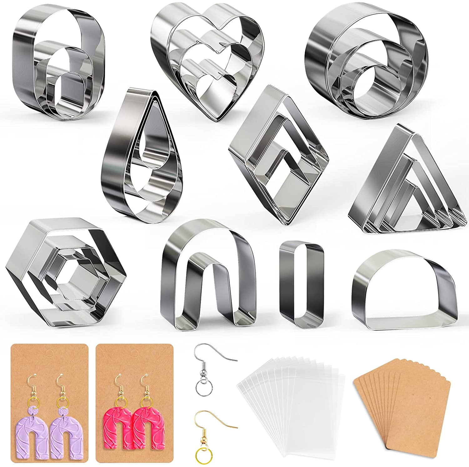 24PCS/142PCS Polymer Clay Cutters Tools Plastic Clay Earring Cutters with  Earring Cards for Polymer Clay Jewelry Making - AliExpress
