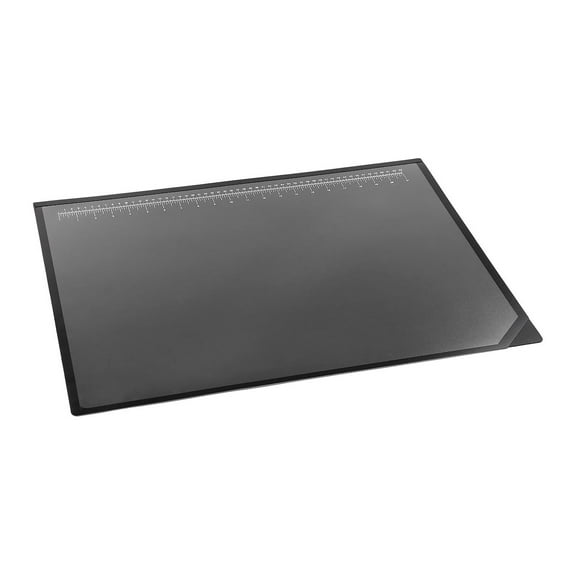 Engineering Desk Mat Pad - Desktop Organizer & Protector with Ruler - Non-Glare, Clear Surface for Documents, 20x31 Inch - Black/Clear 19" x 24"