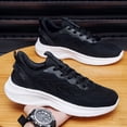 thumbnail image 2 of Heather Black Flyknit Lace-Up Curved White Platform Running Sneakers, 2 of 5