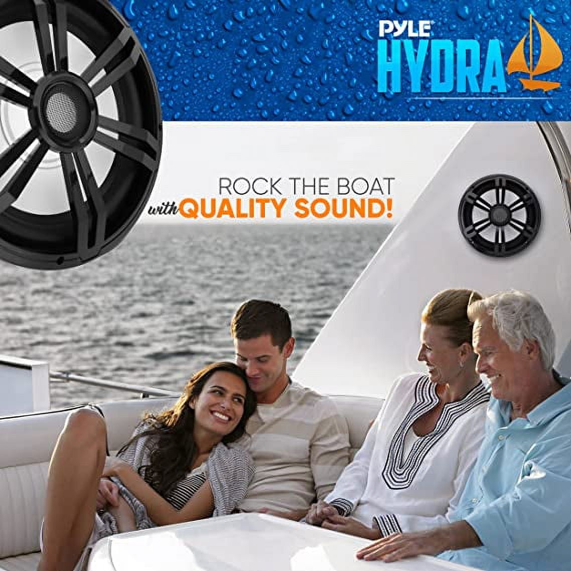 Pyle 10” Slim Marine Subwoofer - 400W 4 Ohm Waterproof Car Component  Speaker System (Black)