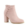 thumbnail image 1 of Unique Bargains Women's Ruffle Block High Heels Ankle Boots Dust Pink (Size 7), 1 of 6