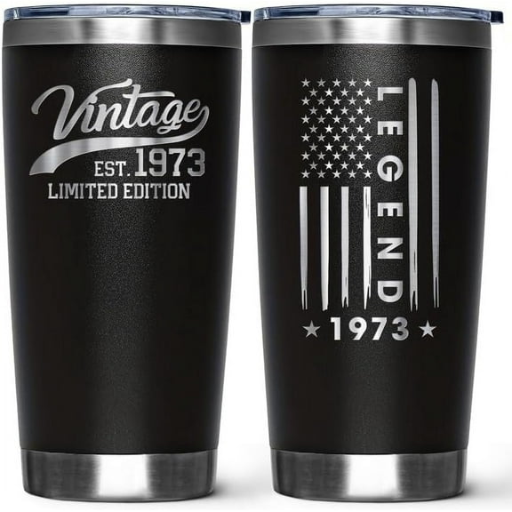 Mens 50th Birthday Gift Ideas Vintage 1973 Birthday Gifts - 20oz Flag Tumbler for 50th Birthday, Anniversary, 50th Class Reunion, Christmas