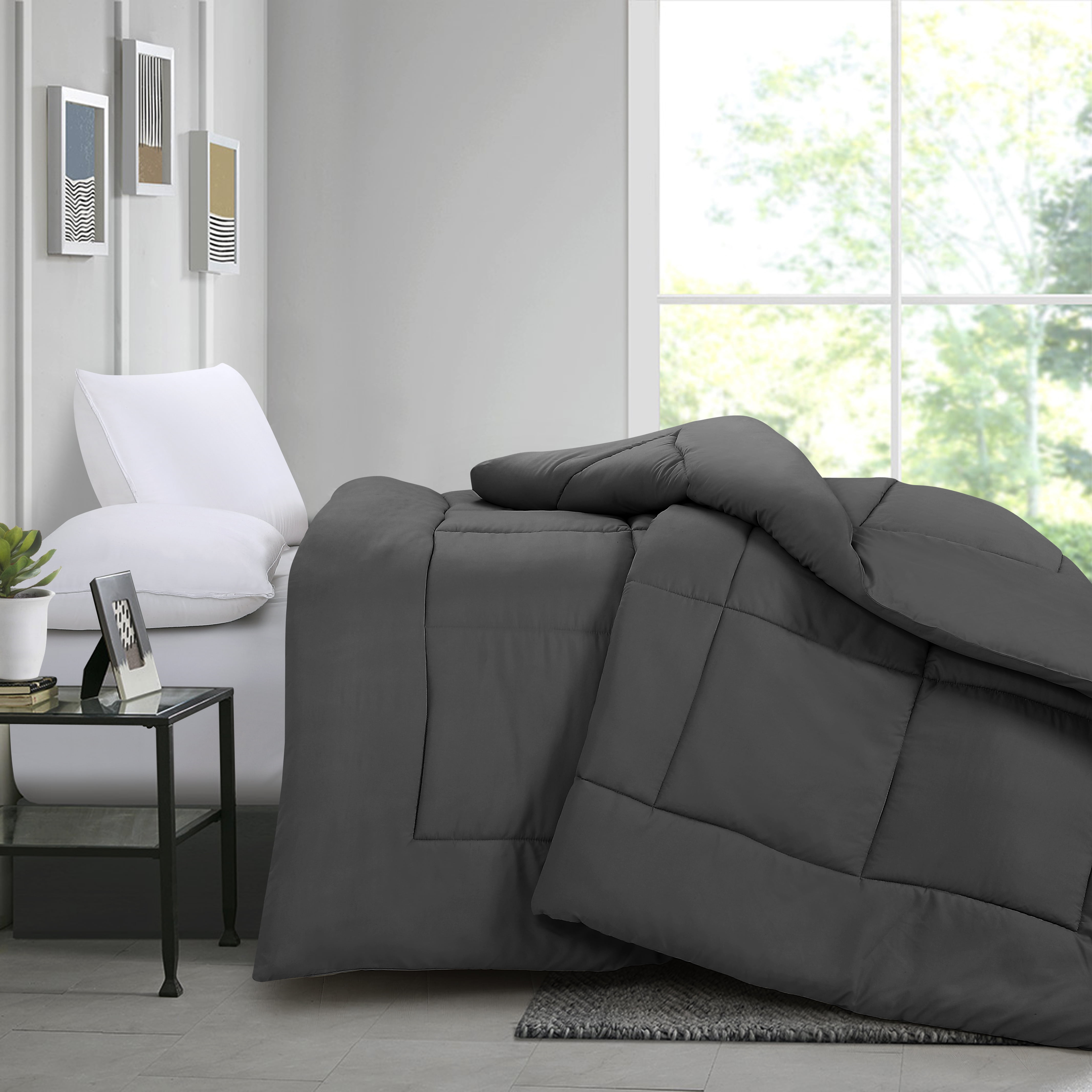 Swift Home Heavy-Filled Down Alternative Comforter, Ultra Soft All Season Hypoallergenic Bedding, Queen/Double, Grey