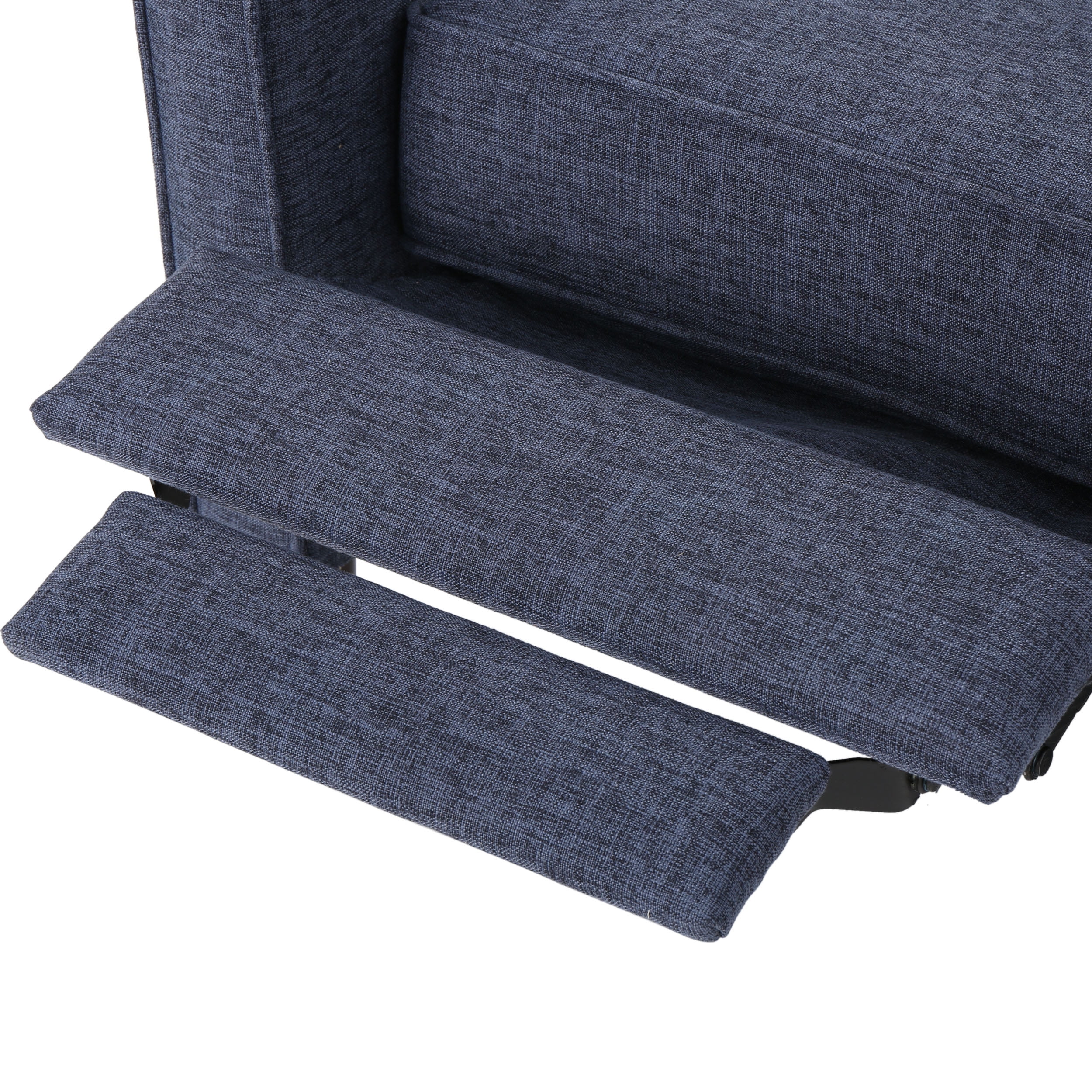 Noble House Marrin Standard Dark Blue Fabric Button Tufted Recliner