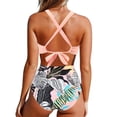 thumbnail image 4 of Defitshape Women's High Waisted One Piece Swimsuit Sexy Bathing Suit Beach V Neck Padded Cheeky Summer Swimwear Pink Flower 8-10, 4 of 4