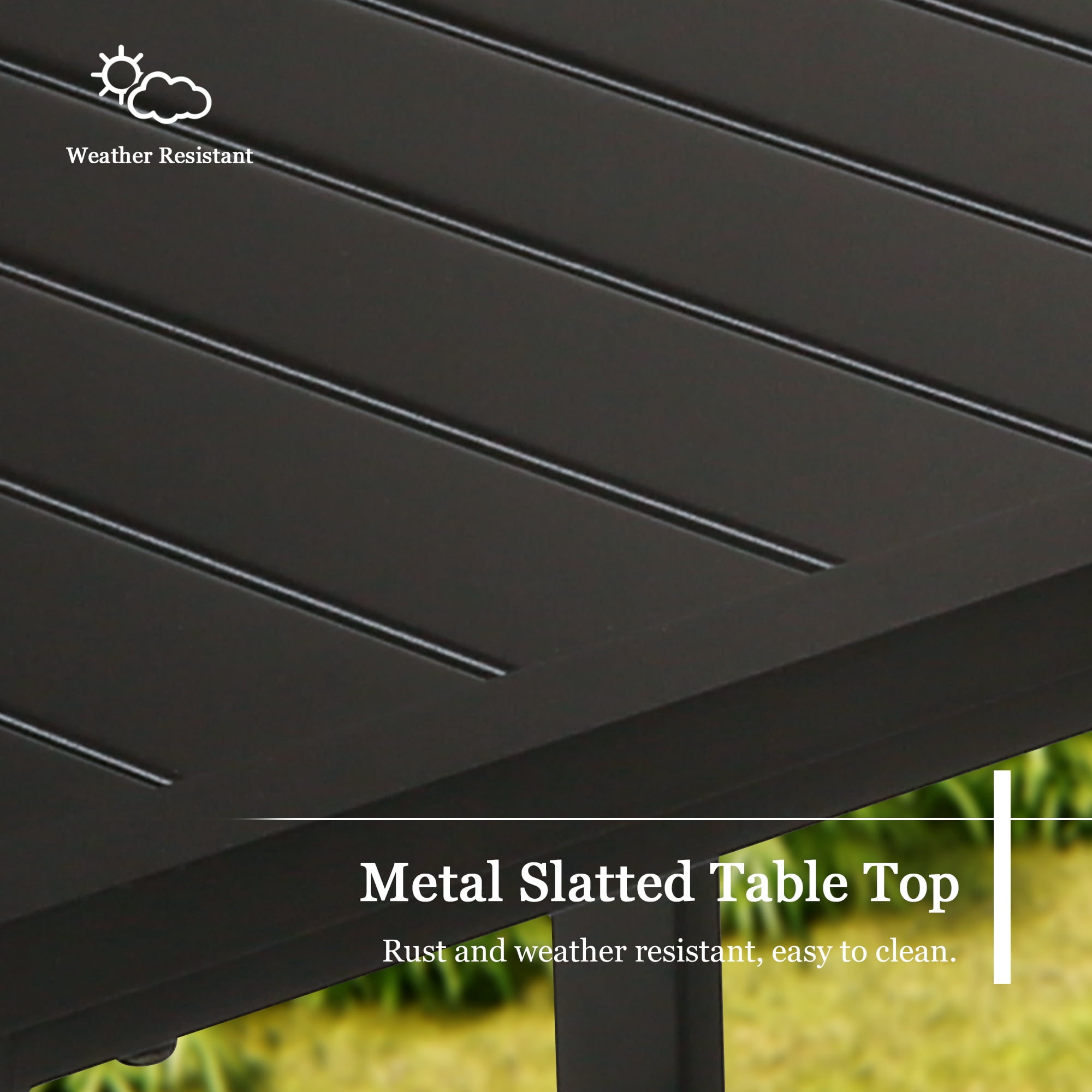Ulax Furniture Outdoor Trapezoid Metal Side Table Patio Wedge All Weather End Table, Black