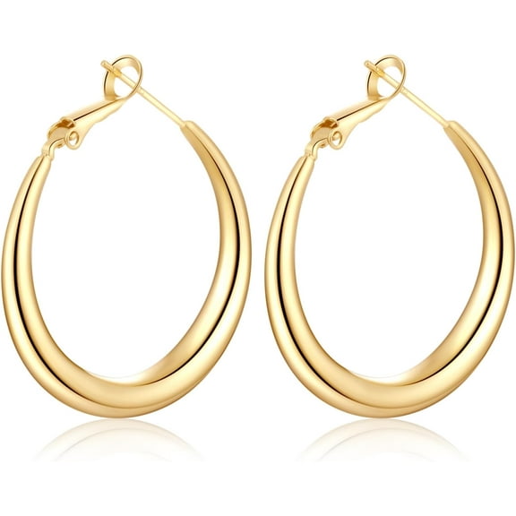 14K Gold Hoop Earrings For Womens Rectangle Hoop Earrings Gold Plated Small Hoops[Z1770]