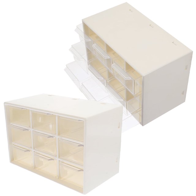 2 cajones de almacenamiento transparentes, caja de almacenamiento de escritorio, estuche de almacenamiento de joyas, organizador de cinta