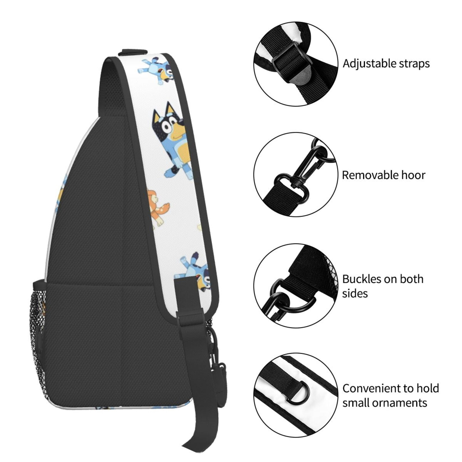 Kowoue Bluey Pattern Sling Backpack Crossbody Shoulder Bags for Men Women Small Daypacks Chest Bag Hiking Travel Sport Climbing Runners