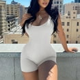 thumbnail image 4 of Women's Jumpsuits, Rompers & Overalls Summer Fashion Solid Color Slim Sports Show Backless Shorts Workout Rompers for Women White M, 4 of 9