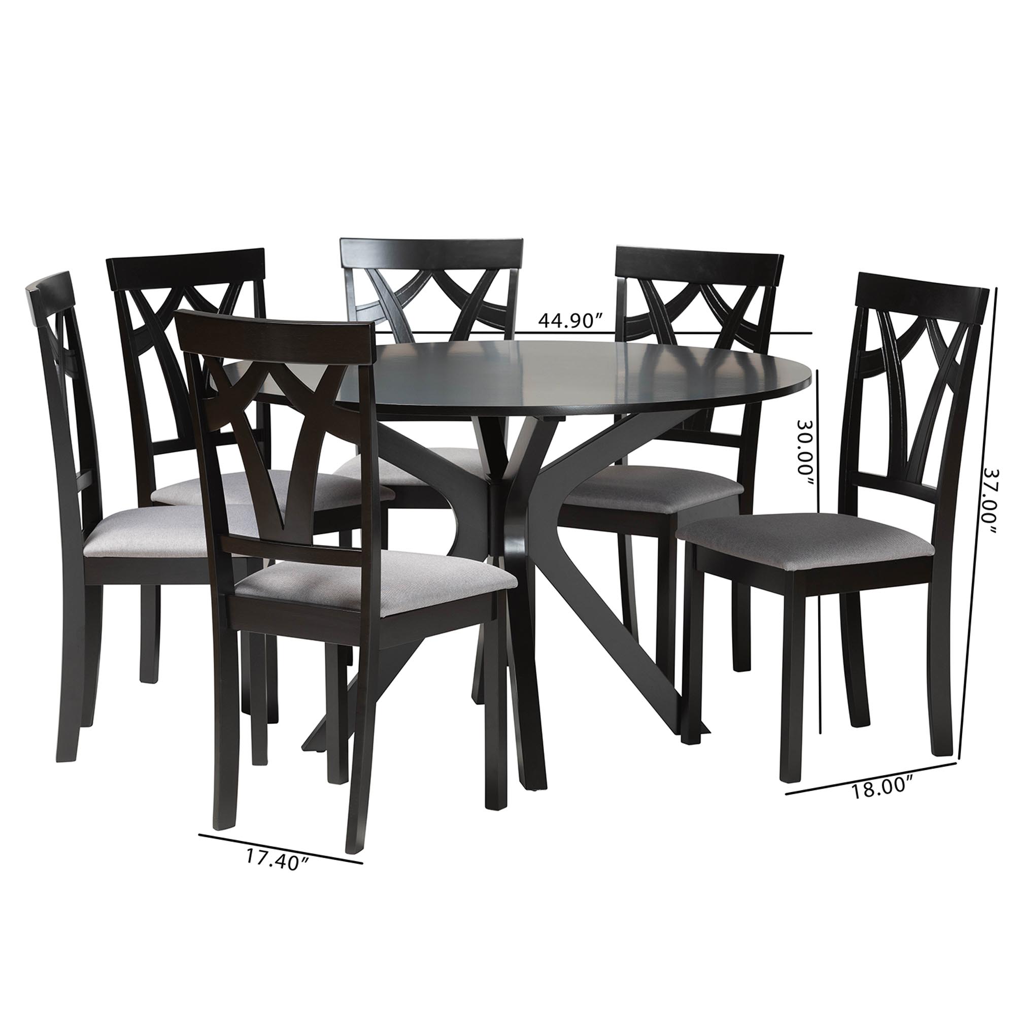 Baxton Studio Luise Modern Dining Set, 7-Piece, Dark Brown