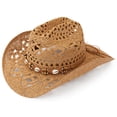 thumbnail image 1 of Sombrero vaquero de paja Melesh, ala ancha, unisex, caqui, M26, 1 of 6