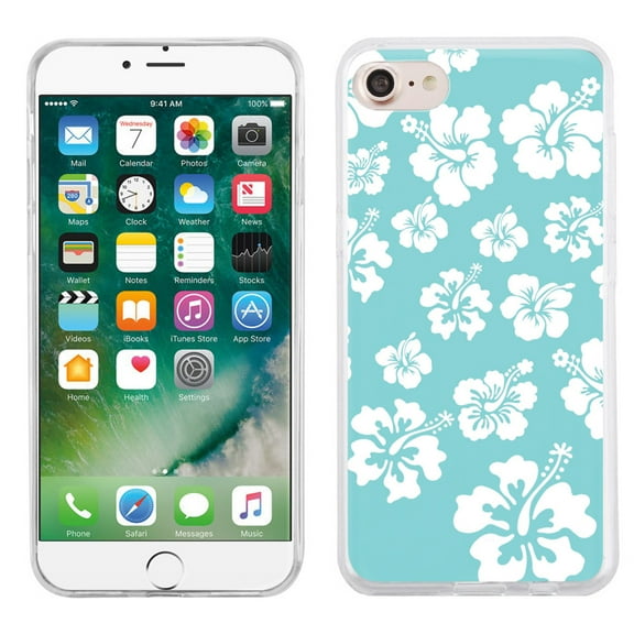 Slim-Fit case for Apple iPhone 8, OneToughShield ® TPU Gel Protector Phone Case - Hibiscus Teal