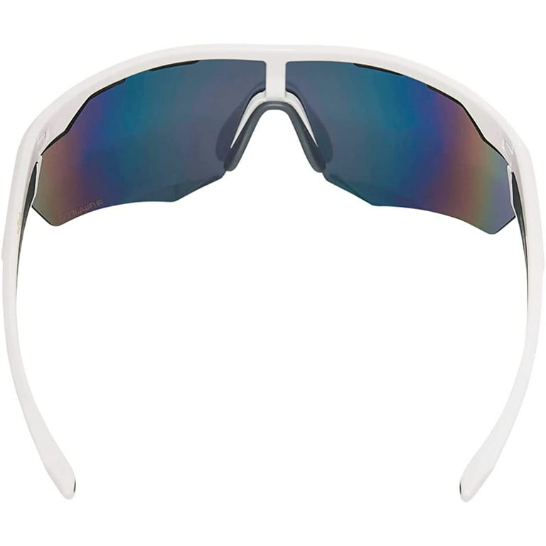 Rawlings Adult Sport Baseball Sunglasses Lightweight Stylish 100% UV Poly Lens (White/Rainbow), Adult unisex