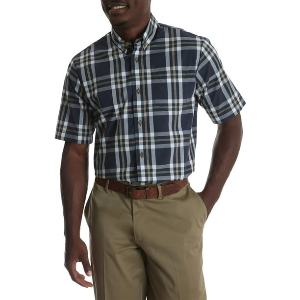 Wrangler Men's Short Sleeve Wrinkle Resistant Plaid Shirt 