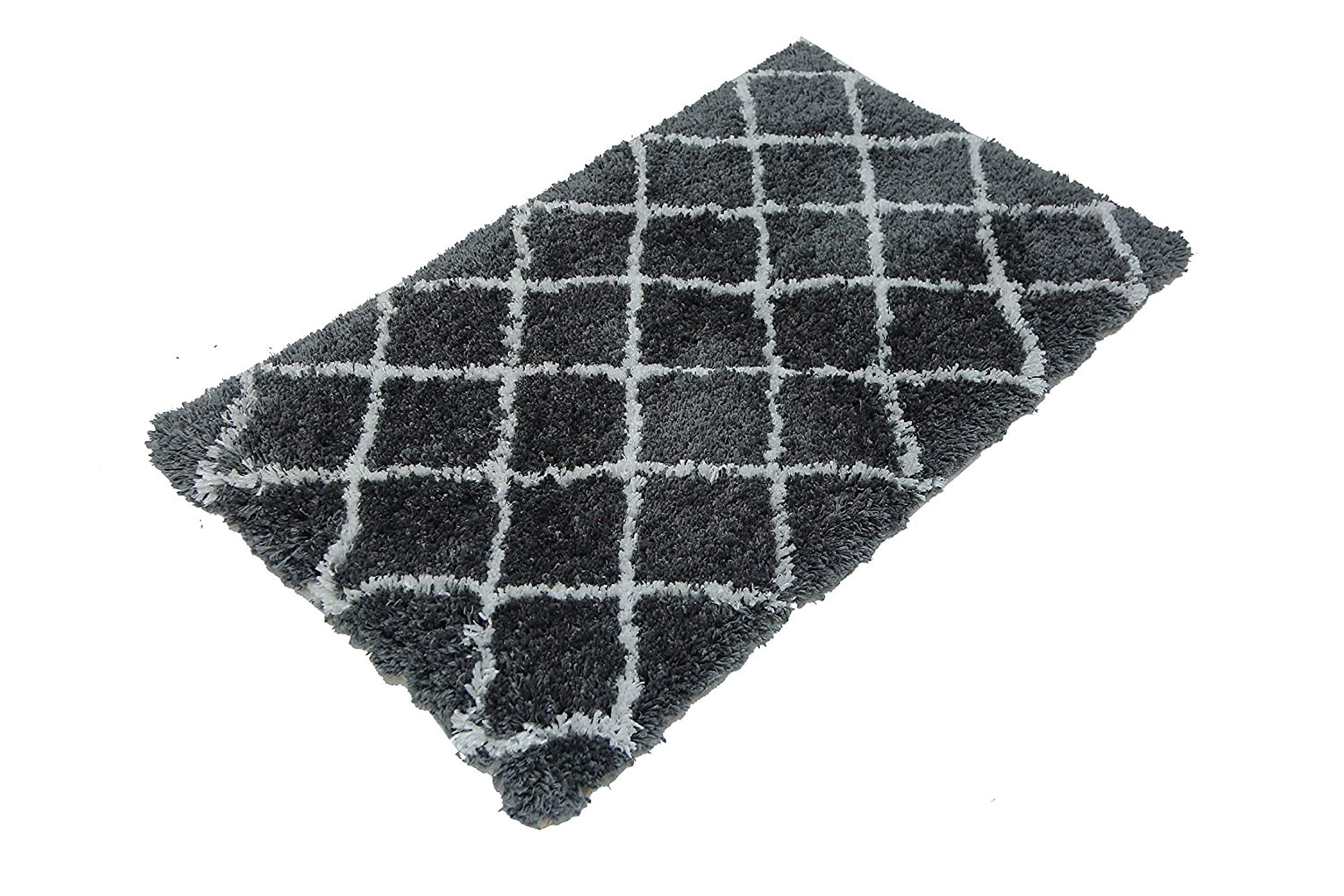 Mystiquedecors Shaggy 27x45 Gray White Moroccan Trellis Design Shag Rug Soft Contemprary Living Room Bedroom Handmade Microfiber Area Rug Walmart Com Walmart Com