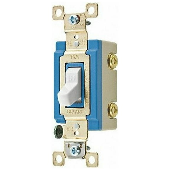 Bryant Wall Switch,15A,White,2-Pole Type,Toggle 4802W