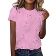 thumbnail image 2 of Womens Short Sleeve Tops Women's Spring/Summer Round Neck Love Printed Loose Casual Short Sleeve T Shirt Tops for Women, 2 of 4