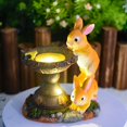 thumbnail image 2 of Estatua de conejo creativa con luz solar para exteriores, adornos artesanales de resina, luz de jardín, estatua de animal para balcón, 2 of 5