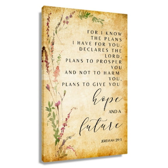 Bible Verse Scripture Wall Art Floral Jeremiah 29 11 Canvas Decoration Modern Painting Pictures For Dinner Room Unframed 12x18 in