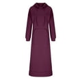thumbnail image 3 of BiZtdJrK Plus Size Hoodie Dresses for Women Side Split Long Sleeve Sweatshirt Maxi Dress Drawstring Loose Casual Hooded Pullover with Pocket Wine S, 3 of 9