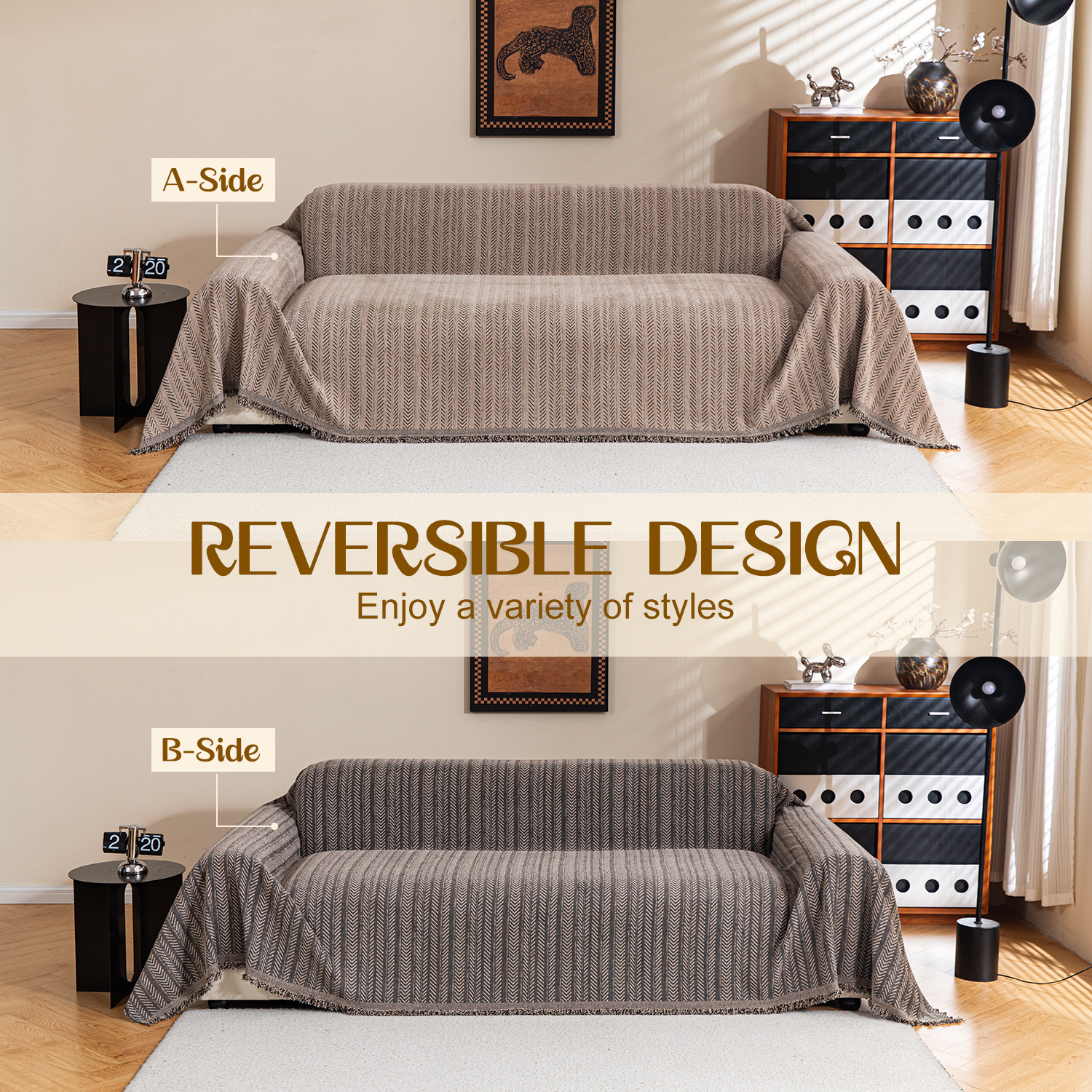 Jessy Home Sofa Cover Slipcover Couch Cover Protector Durable Multi-Function Furniture Cover for Dogs Cats Home Decor 71"x 118"Brown