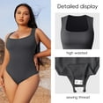 thumbnail image 5 of OQQ Women 3 Piece Bodysuits Sleeveless Square Stretch Basic Tank Tops Bodysuits, 5 of 7