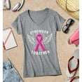 thumbnail image 3 of S4E Women's Stronger Together Breast Cancer Slim Fit V-Neck T-Shirt Large Sports Grey, 3 of 4